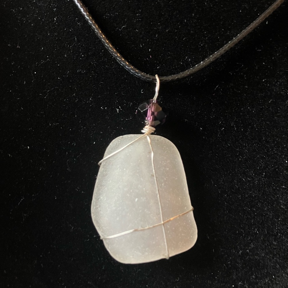 #61 handmade seaglass necklace Purple